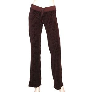 Juicy Couture Puff Terry Sport Yoga Sweat Lounge Pants Depp Brown L Nwt $138